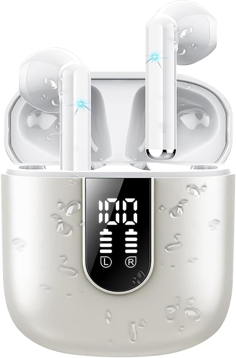 Wireless Earbuds Bluetooth 5.3 LED Display Headphones with 4 ENC Mic,30H Bluetooth Earphones in Ear Noise Cancelling Deep Bass,Mini Ear Buds IP7 Waterproof,Touch Control for Sport