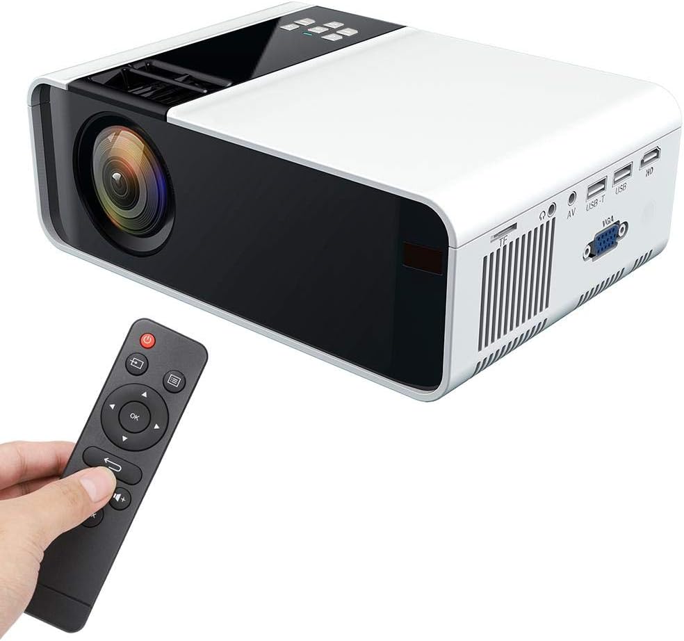 Garsent Mini Projector, Full HD 1080P 3D Portable Home Cinema Video Projectors Supports USB, HDMI, VGA, AV, TF Professional Projector for Smartphone, PC, TV Box, Laptop, PS4(EU)