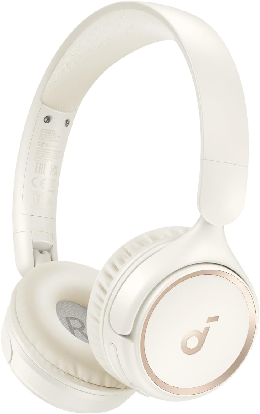 Soundcore H30i Wireless On-Ear Headphones, Foldable Design, Pure Bass, 70H Playtime, Bluetooth 5.3, Lightweight and Comfortable, App Connectivity, Multipoint Connection (White)