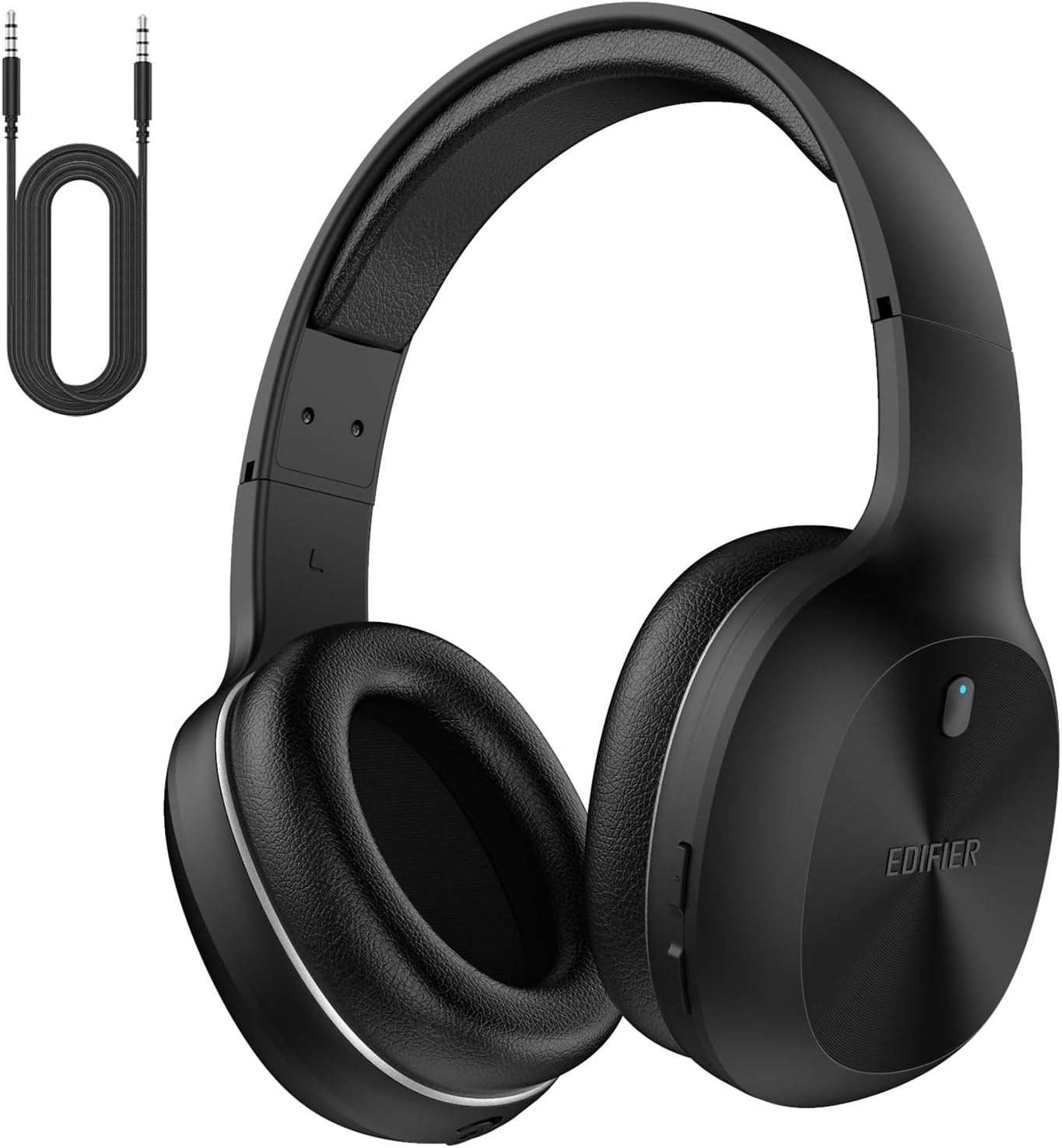 Edifier W600BT Wireless Headphones Bluetooth 5.1, Over-Ear Headset with Microphone, Pair Two Devices, 3.5mm AUX, Soft Protein Earpads, 30 Hours Playtime - Black