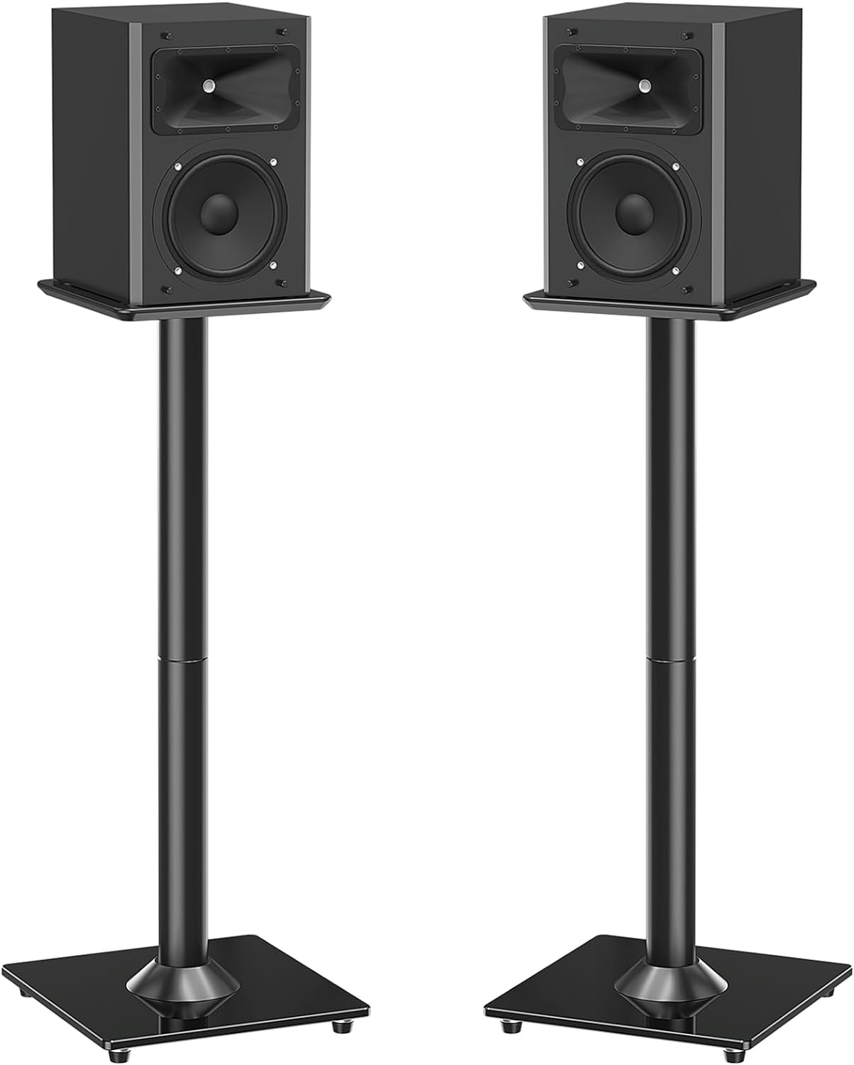 MOUNTUP Universal Speaker Stands Pair for Surround Sound, 31" Height Floor Speaker Stand, Holds Bookshelf Speaker Satellite Speaker Large Speakers, Up to 22LBS Cable Concealing 9.8" Plate Black