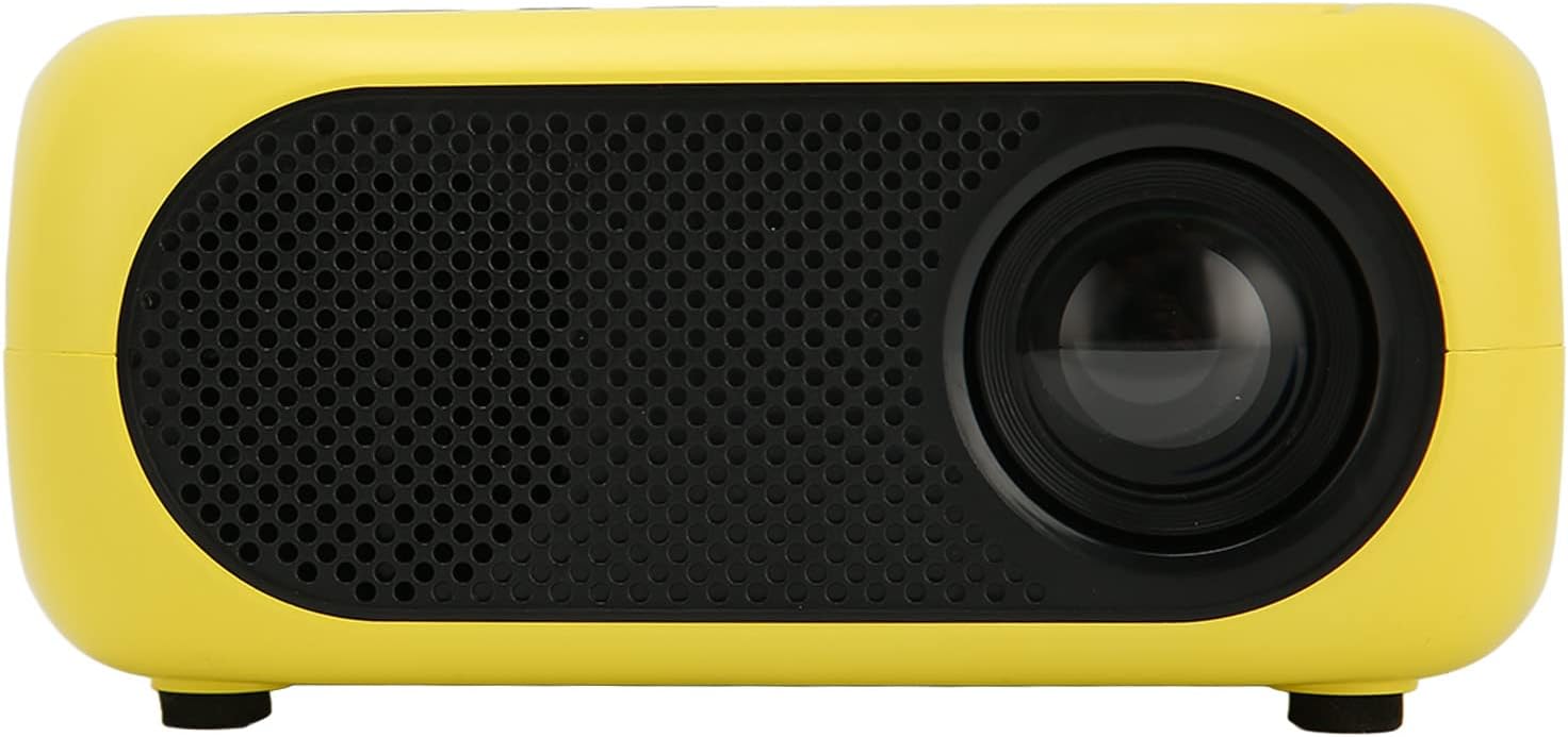 Mini Portable Projector, Small Portable Movie Projector 3000LM with Multifunction 360 Degree Surround Sound, Gifts Movie Projector for Outdoor Camping, Video Home Theater Projector (Yellow AU Plug)