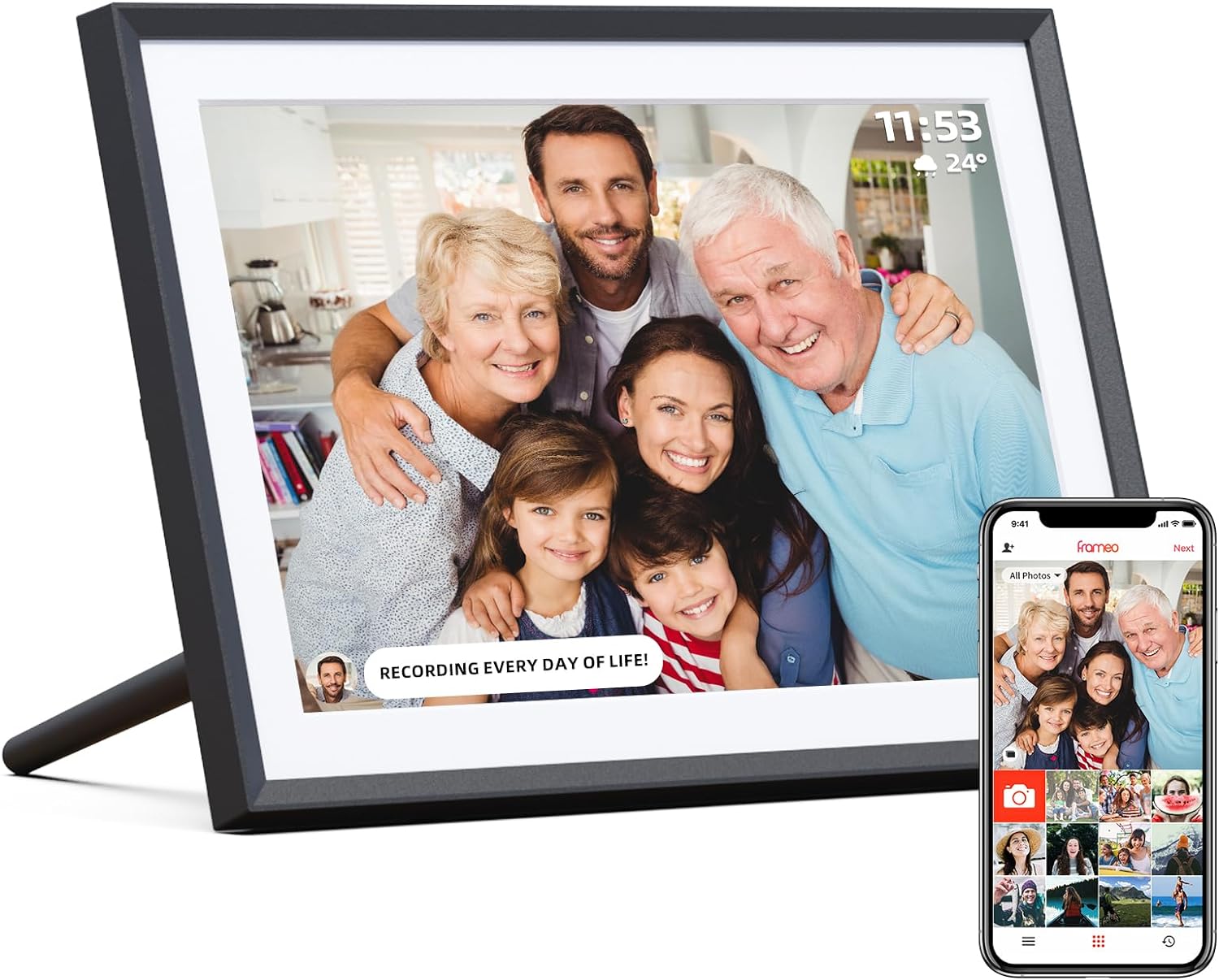 ARZOPA 10.1 Inch Digital Photo Frame WiFi Wireless Digital Picture Frame 32GB, FRAMEO Smart Photo Frame with 1280x800 IPS Touch Screen, Easy Setup to Share Photos Or Videos from Anywhere Anytime