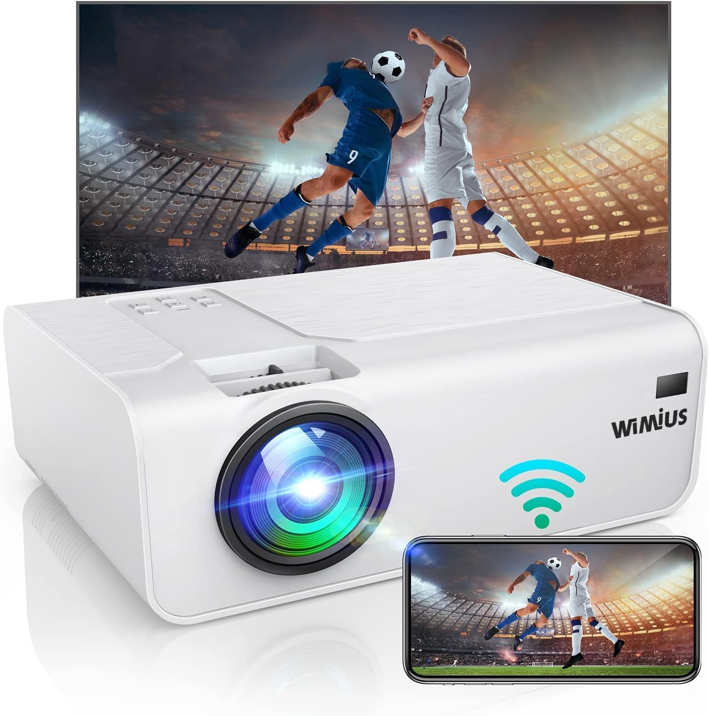 Mini Projector,WiMiUS 13000 Lumen Portable Projector Support 1080P Full HD,Video Projector with 200'' Huge Screen and 70% Zoom Function,WiFi Projector Compatible with TV Sticks, PS4, PS5,HDMI,USB,AV