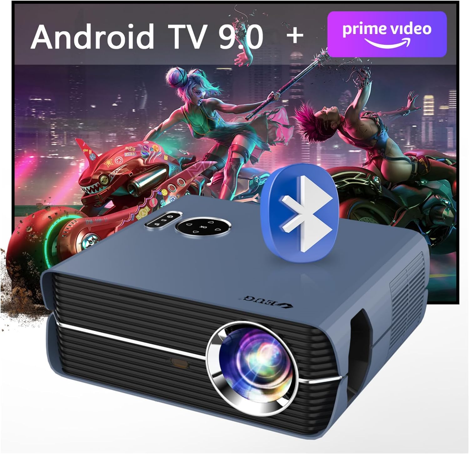 Ultra 4K Smart Gaming Projector Portable Outdoor Cinema, HDR Home Cinema Wireless Projectors LCD 8500Lumens with WiFi Bluetooth, Native 1080p Projector HDMI LAN TV Stick Laptop