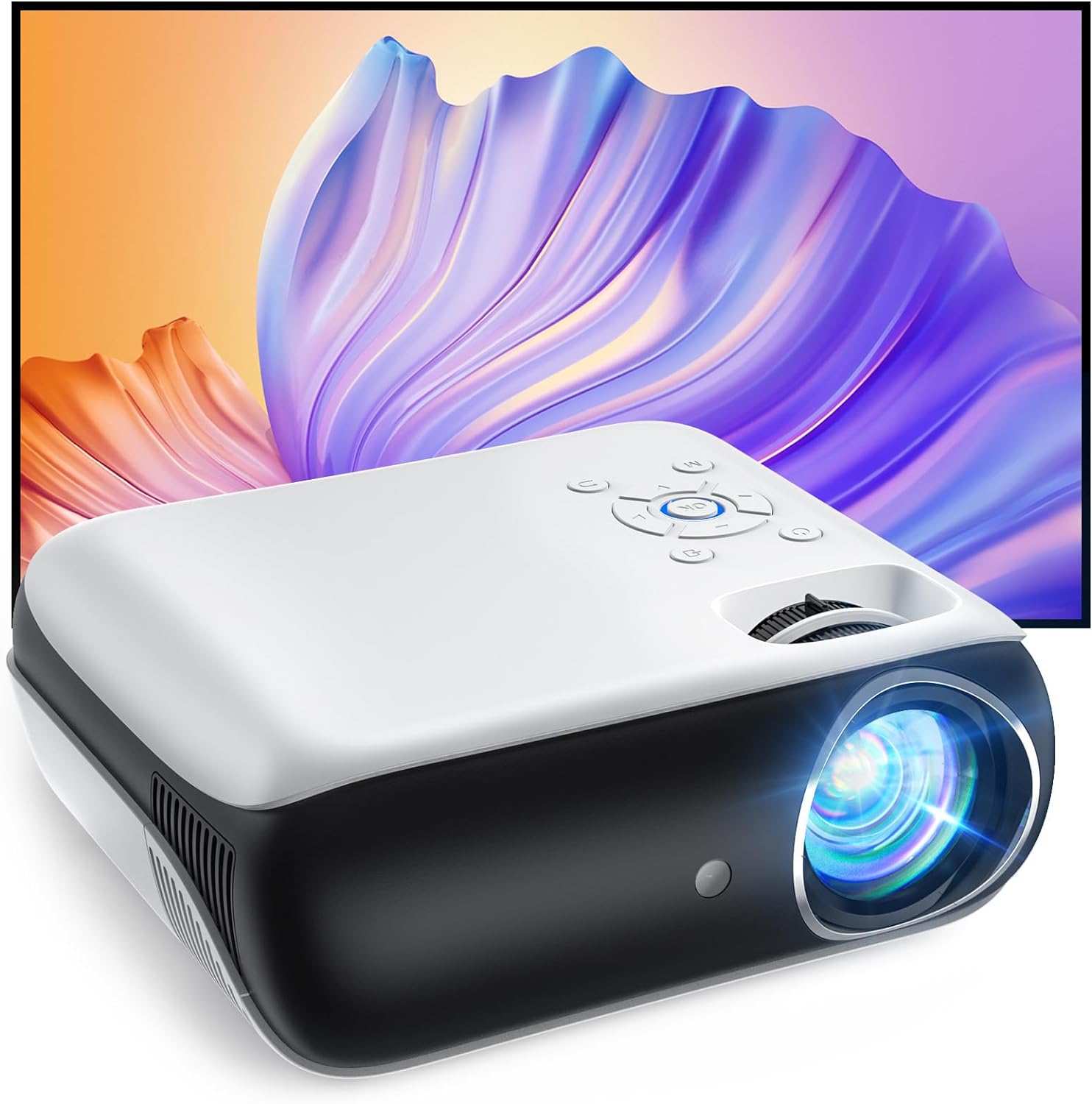 HAPPRUN Projector, Native 1080P Bluetooth Projector with 100''Screen, 9500L Portable Outdoor Movie Projector Compatible with Smartphone, HDMI,USB,AV,Fire Stick, PS5
