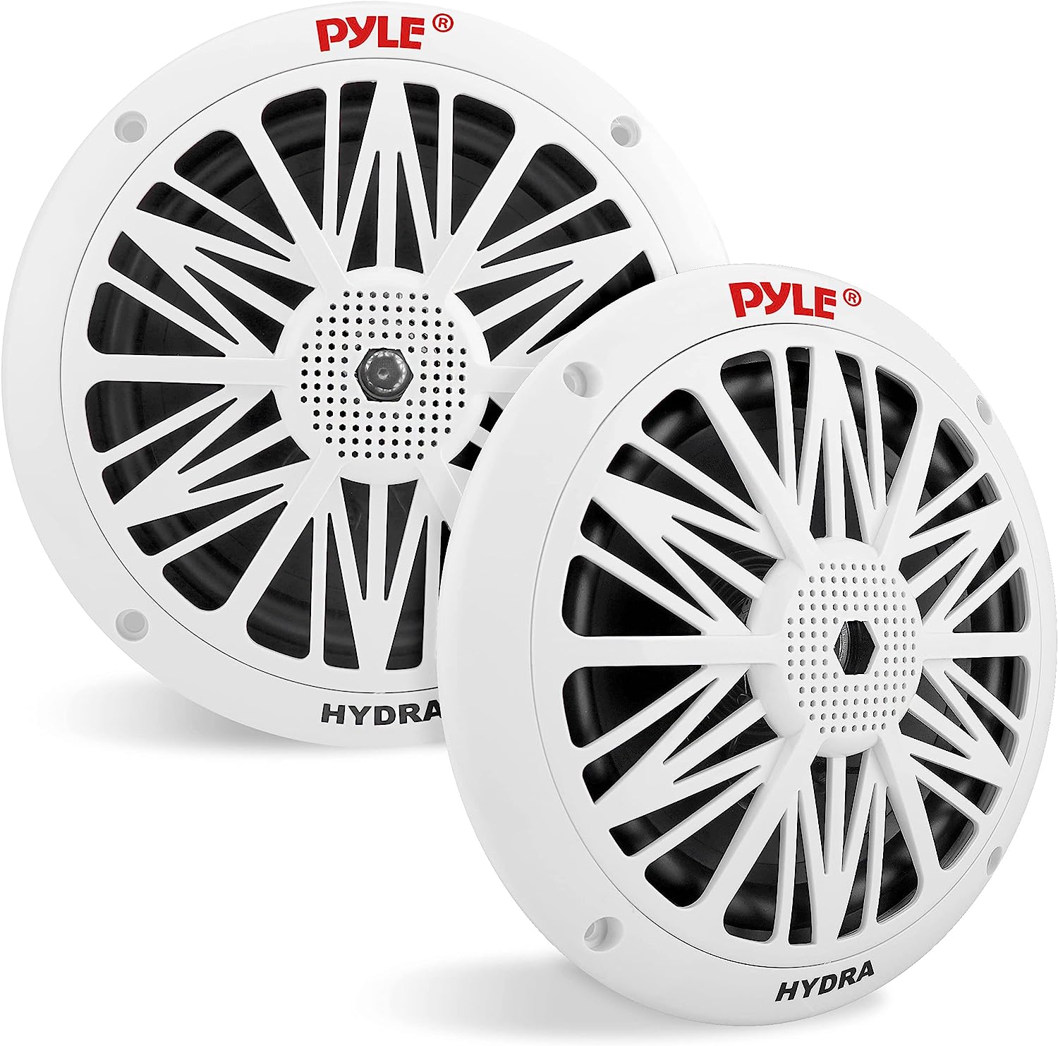 Pyle PLMR62 Dual 6.5'' Water Resistant Marine Speakers, 2-Way Full Range Stereo Sound, Built-in Tweeters, 200 Watt, White (Pair)